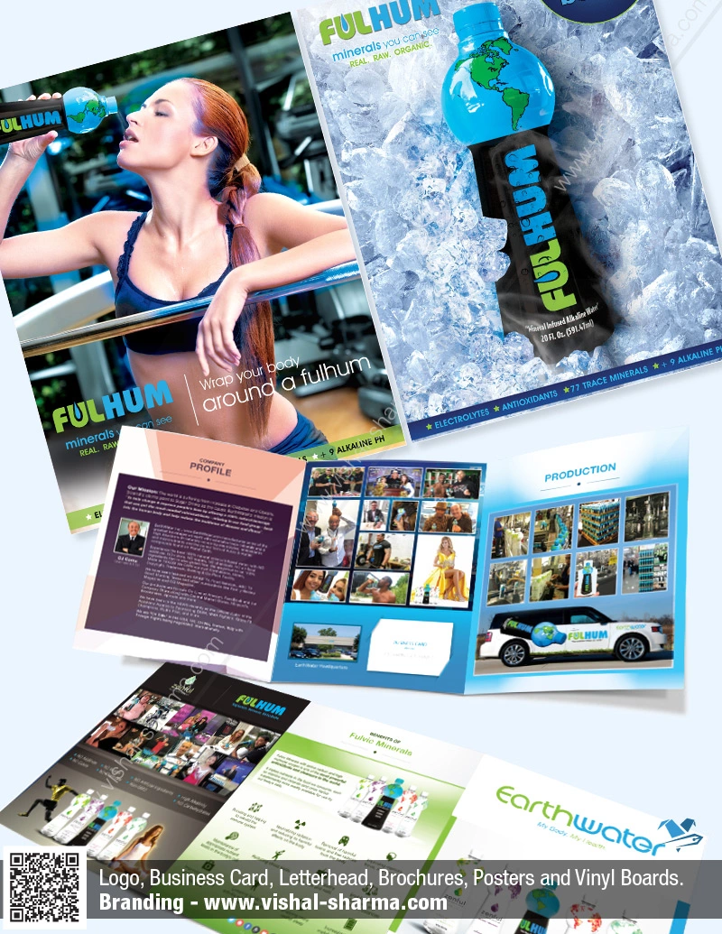 Brochure, Poster and Vinyl Board Design in one image were used in the branding design