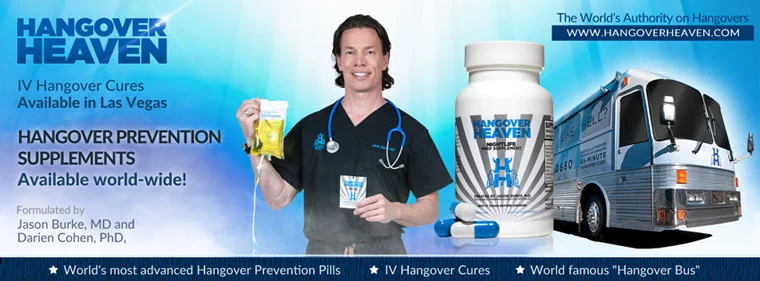 Website banner design image for hangover heaven.