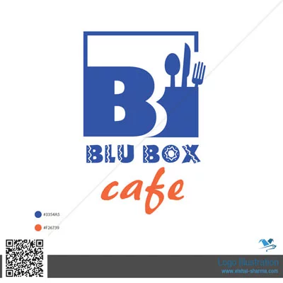 Image of Blu Box cafe Iconic Logo Design